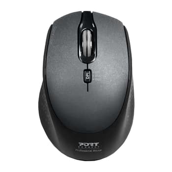 Port Connect Silent 1600dpi 3 Button Wireless Mouse - Black
