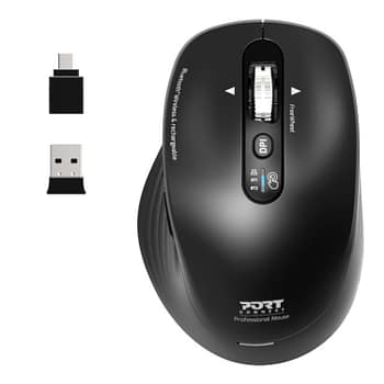 Port Connect Business 2.4ghz Rechargeable Bluetooth Wireless Mouse - Black