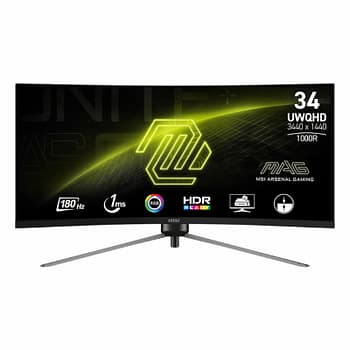 MSI Mag345cqr 34" Curved Gaming Monitor 3440x1440 (Uwqhd) Va 1ms 180hz